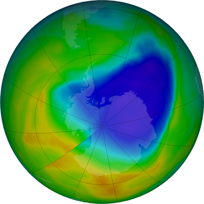 Antarctic ozone map for 13 November 2018